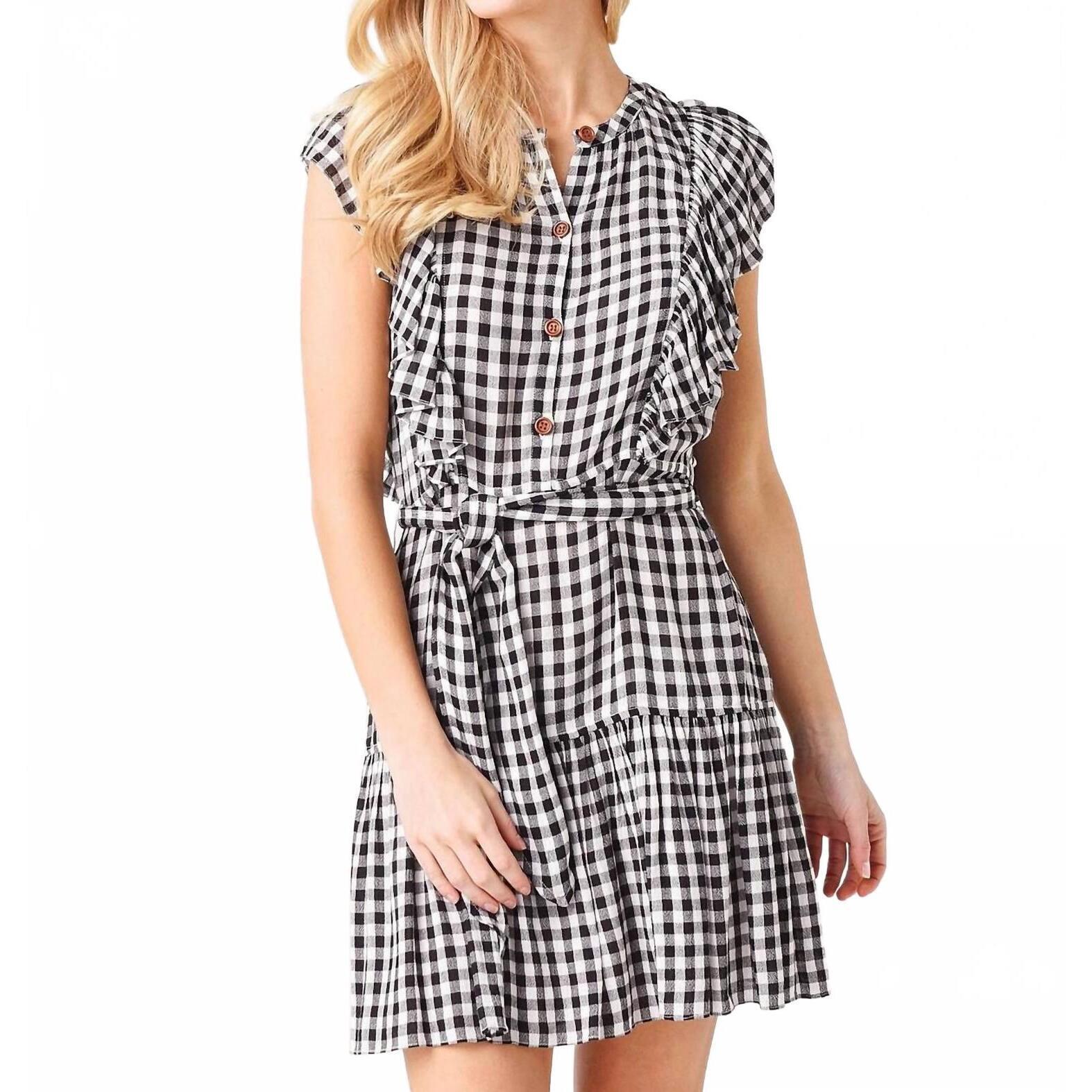New Saylor Simona Mini Dress In Black Gingham